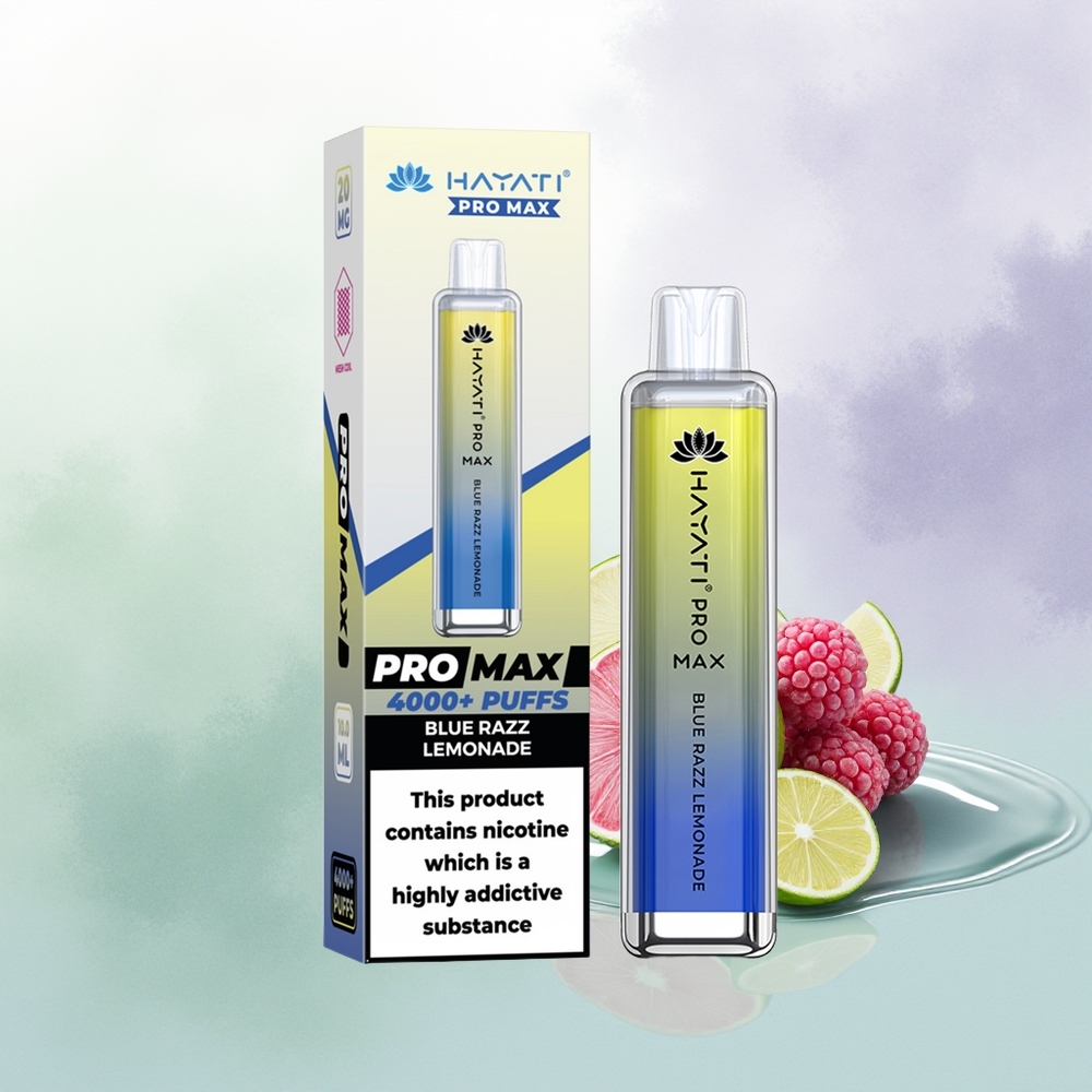 Hayati Pro Max 4000 Puffs Vienreizējās Lietošanas Vape Zilā Aveņu Limonāde ar 2ml tvertni un 1400mAh akumulatoru