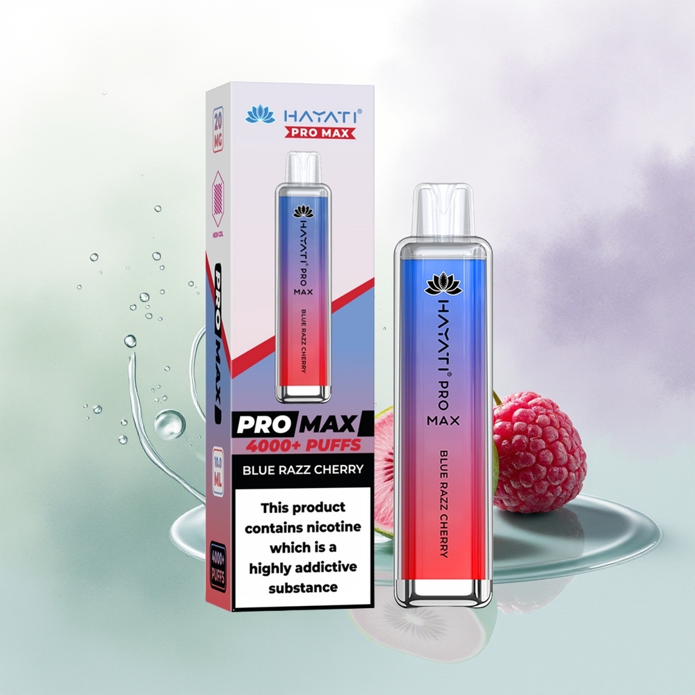 Hayati Pro Max 4000 Puffs Vienreizējās Lietošanas Vape Zilā Aveņu Ķiršu 2ml 5 Nikotīns