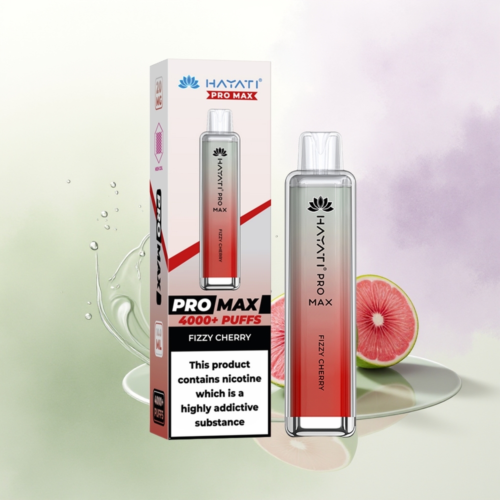 Hayati Pro Max 4000 Puffu Vienreizējās Lietošanas Vape Dzidrā Ķirše + LED + 1400mAh