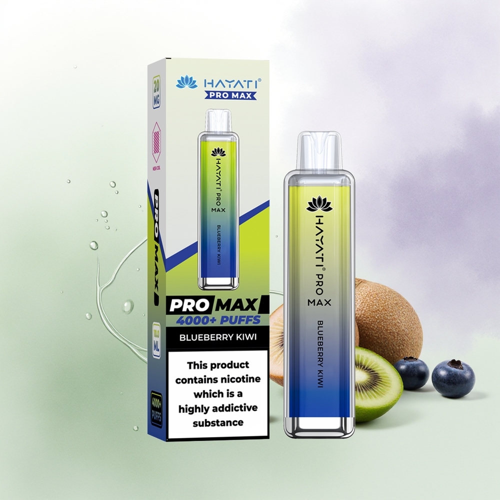 Hayati Pro Max 4000 Puffu Vienreizējās Lietošanas Vape Zilene Aveņu-Kivi 5 Nikotīna 1400mAh