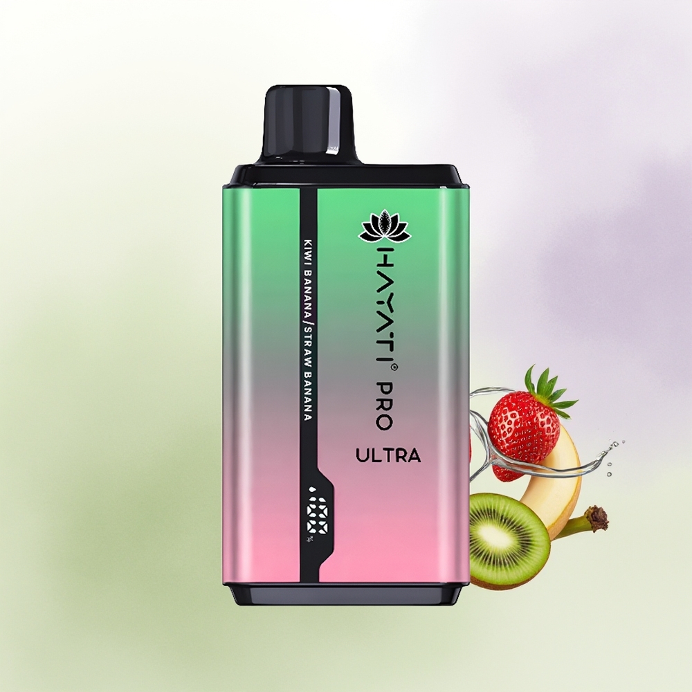 Hayati Pro Ultra 15000 Pūšu Vienreizējās Lietošanas Vape Ķīvi Banāns Zemeņu Banāns 850mAh 24ml