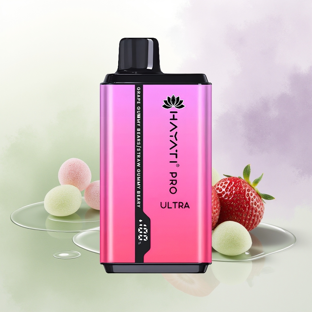 Hayati Pro Ultra 15000 Pūšu Vīnogu Gumiņlāču Zemeņu Gumiņlācis 2x12ml 2