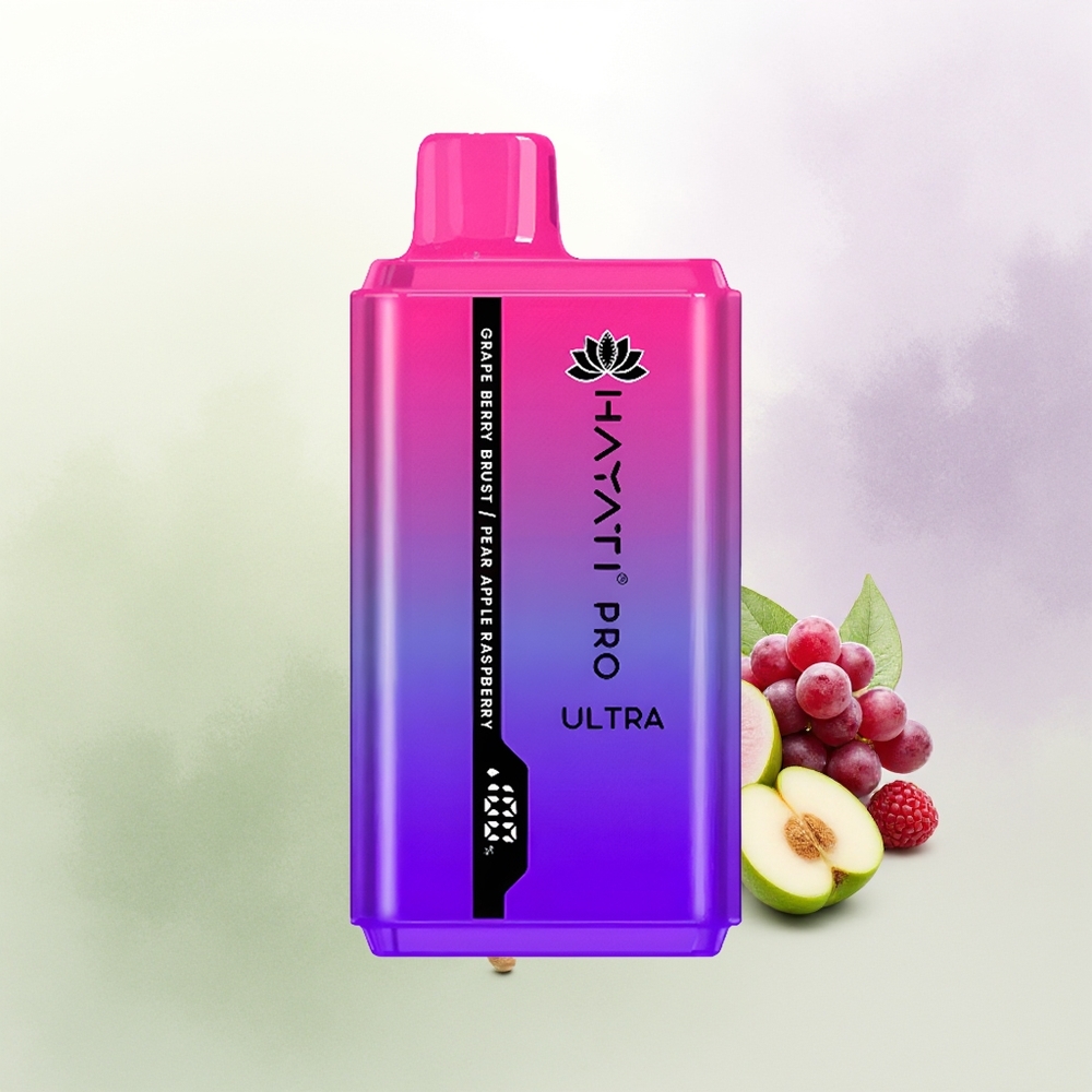Hayati Pro Ultra 15000 Pūšu Vīnogu Oguru Bumbieris Ābols Aveņu Vienreizējās Lietošanas Vape 24ml 2