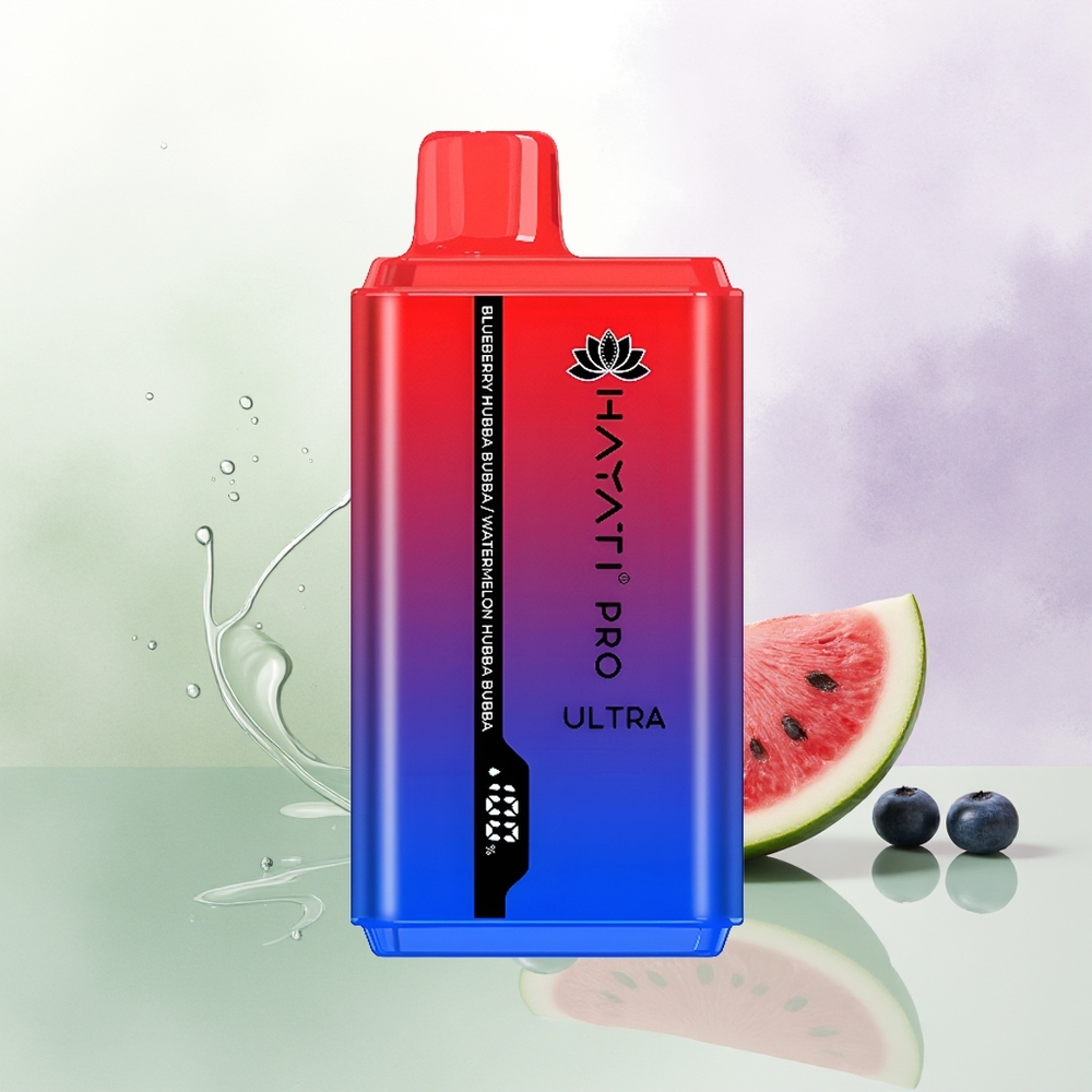 Hayati Pro Ultra 15000 Pūšu Zilā Avenes Arbūza Hubba Bubba Vienreizējās Lietošanas Vape 2 12ml 2