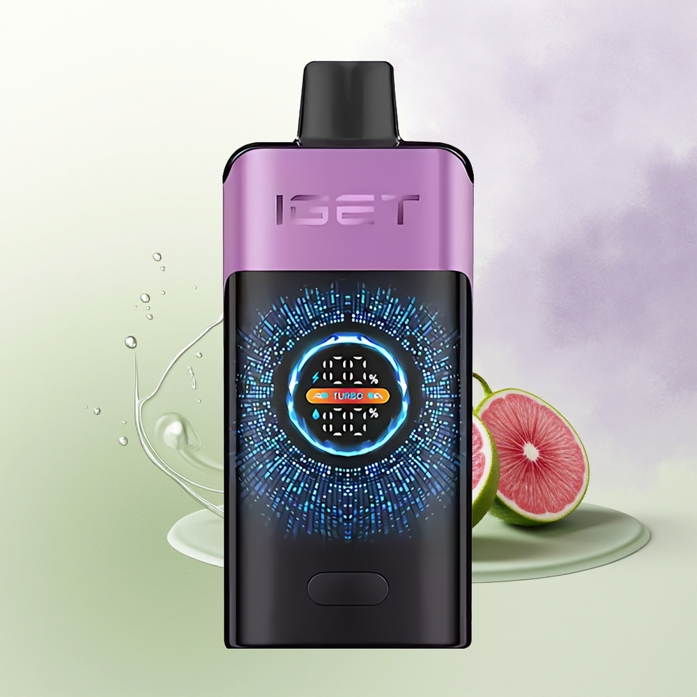 IGET ONE 12000 Puffs Vienreizējās Lietošanas Vape Lielais Izliektais Krāsains Ekrāns un 2700 mAh Grape