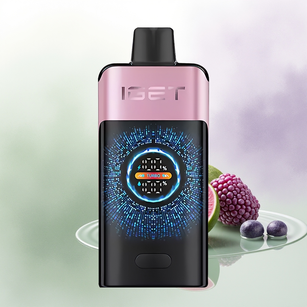 IGET ONE 12000 Puffs Vienreizējās Lietošanas Vape Melnā Oga Ledus ar Lielu Izliekto Krāsu Ekrānu un 2700 mAh Akumulatoru