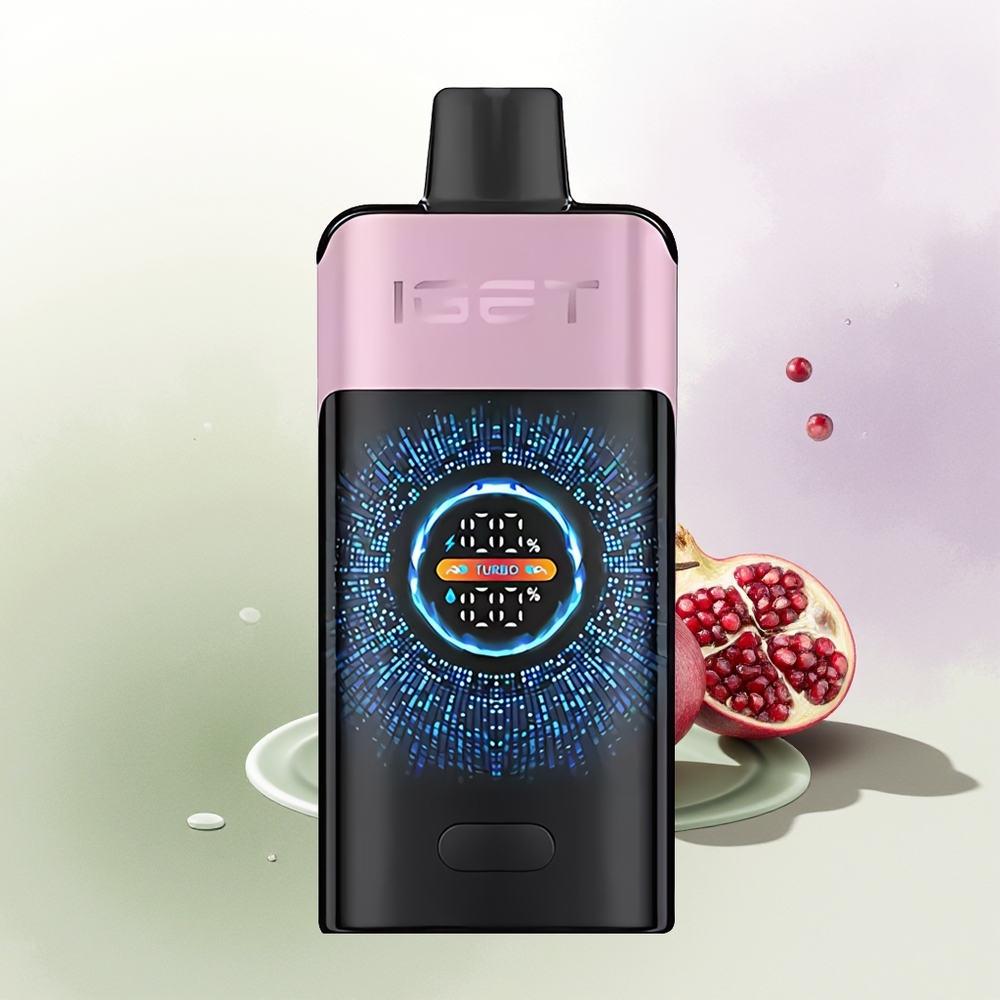 IGET ONE 12000 Pūšas Vienreizējās Lietošanas Vape Ķiršu Granāts + Liels izliekts krāsu ekrāns  2700 mAh Akumulators