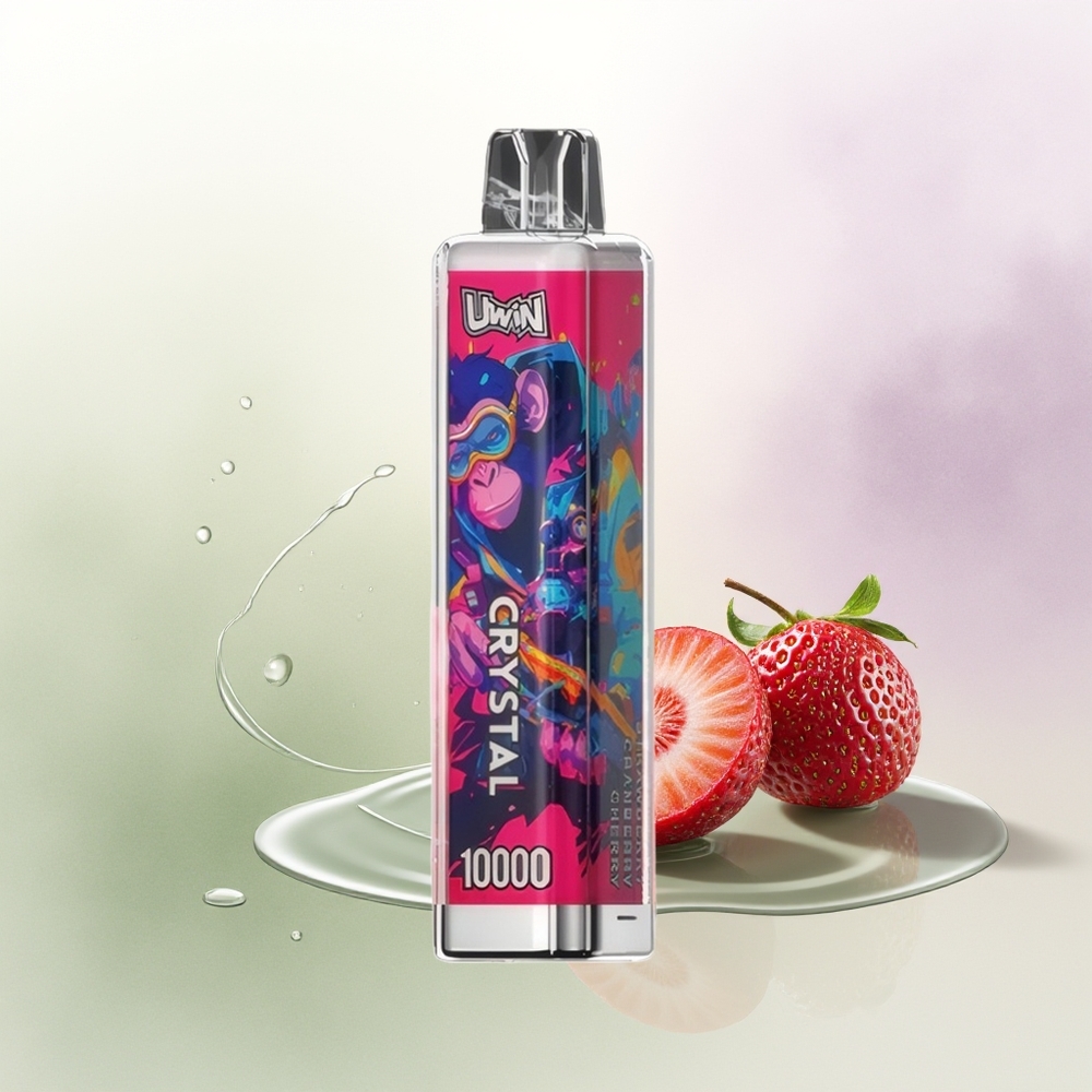 UWIN Crystal 10000 Puffs Zemeņu Brūklenēnu Ķiršu RGB Gaismas