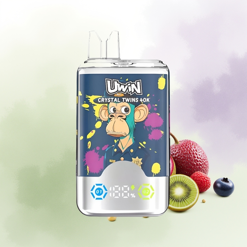 UWIN Crystal Twins 40000 Pafs Divas Šķirnes Garšas (Ķīvi un Guava) Uzlādējams