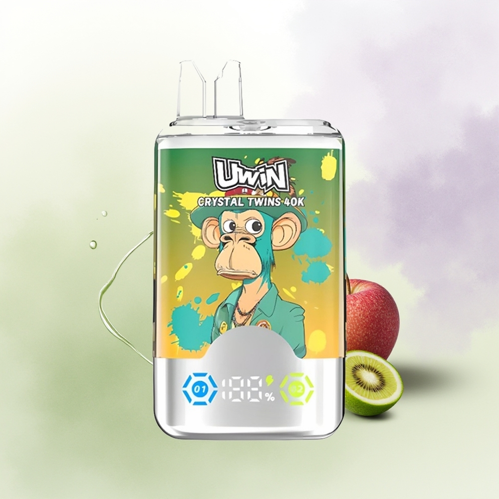 UWIN Crystal Twins 40000 Puffs Divdabžu Garša (Ķīvi un Guava) + Type-C Uzlāde