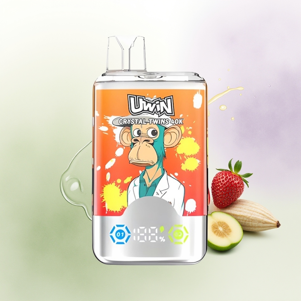 UWIN Crystal Twins 40000 Puffs Vienreizējās Lietošanas Vape Zemeņu Banānu Mīlestība 66 32ml Type-C