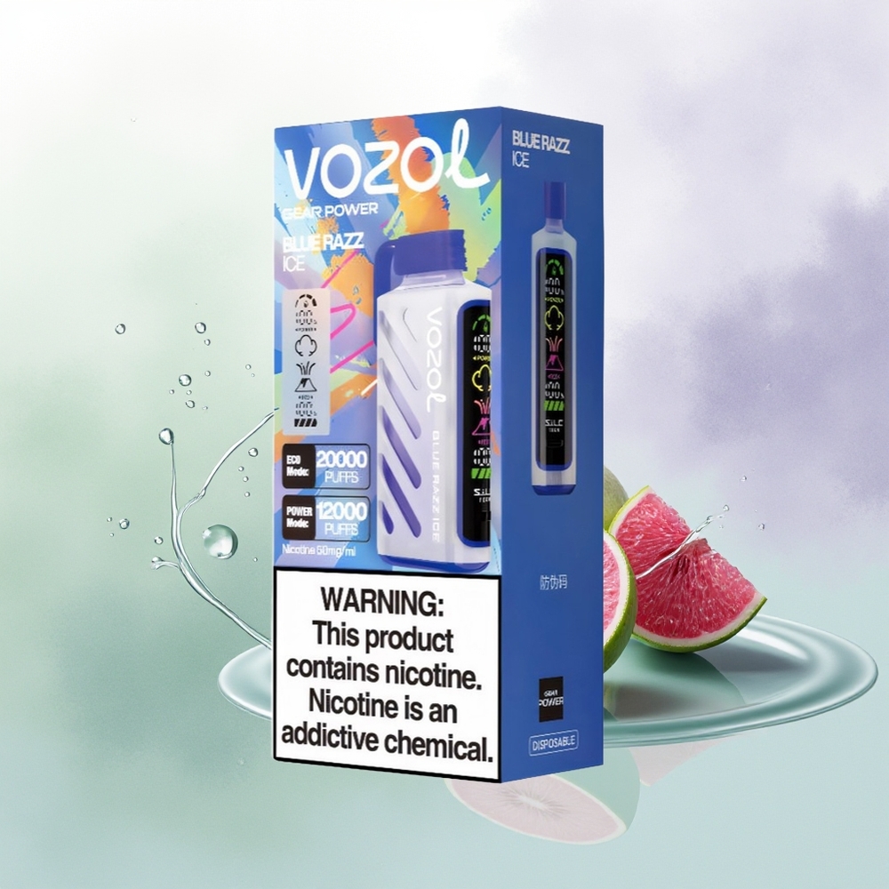 VOZOL Gear Power 20000 Pūti 20mL Zilā Aveņu Ledus