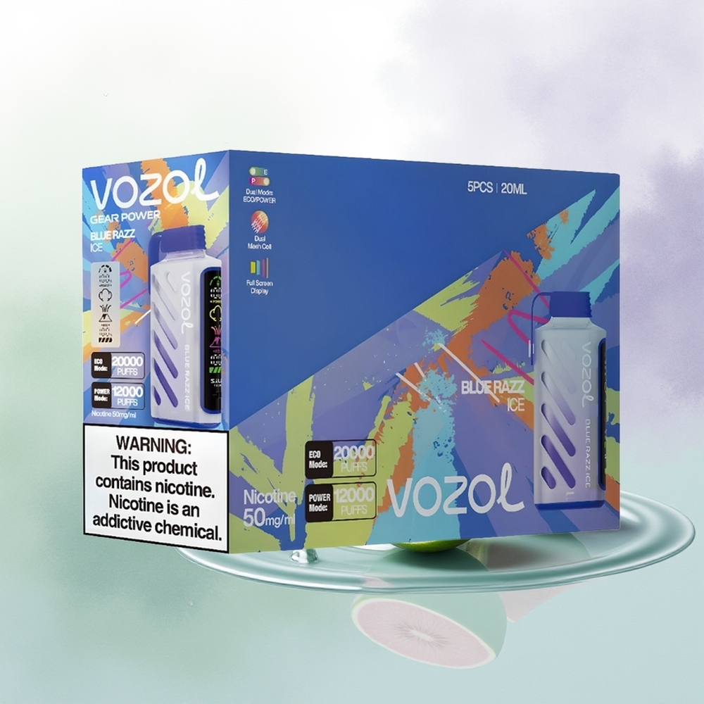 VOZOL Gear Power 20000 Pūti 20mL Zilā Aveņu Ledus