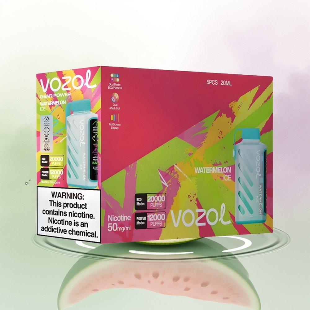 VOZOL Gear Power 20000 Pūšu Arbūzu Ledus Vienreizējās Lietošanas Vape ar 20mL un Dual Mesh Coil
