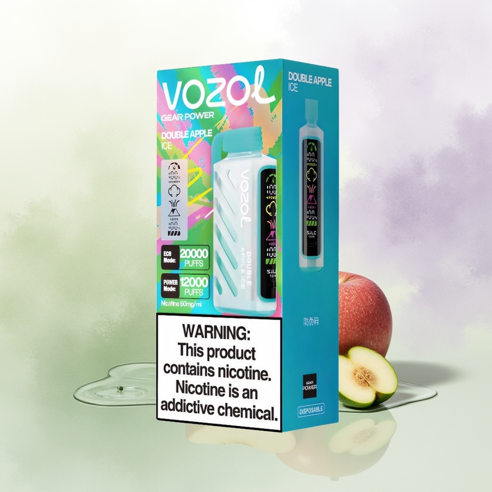 VOZOL Gear Power 20000 Pūšu Vienreizējās Lietošanas Vape Dubultā Ābola Ledus ar SiLC Tech un 20mL