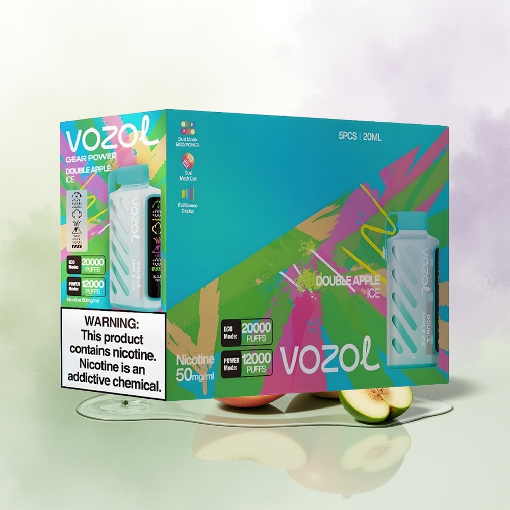 VOZOL Gear Power 20000 Pūšu Vienreizējās Lietošanas Vape Dubultā Ābola Ledus ar SiLC Tech un 20mL