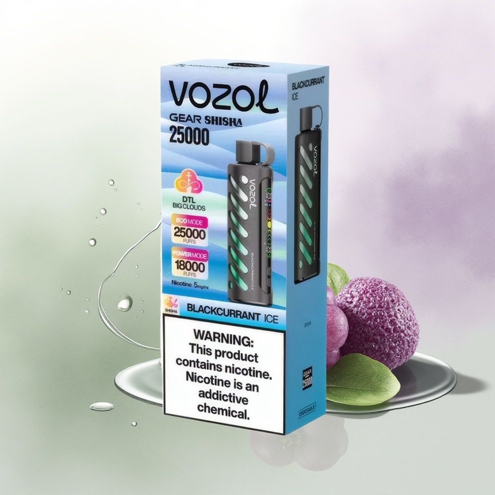 VOZOL Gear Shisha 25000 Puffu Melnā Upene Ledus Divu Režīmu