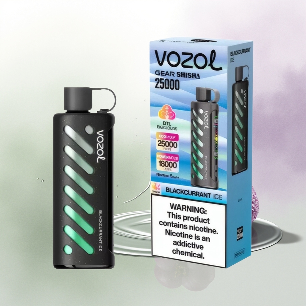 VOZOL Gear Shisha 25000 Puffu Melnā Upene Ledus Divu Režīmu