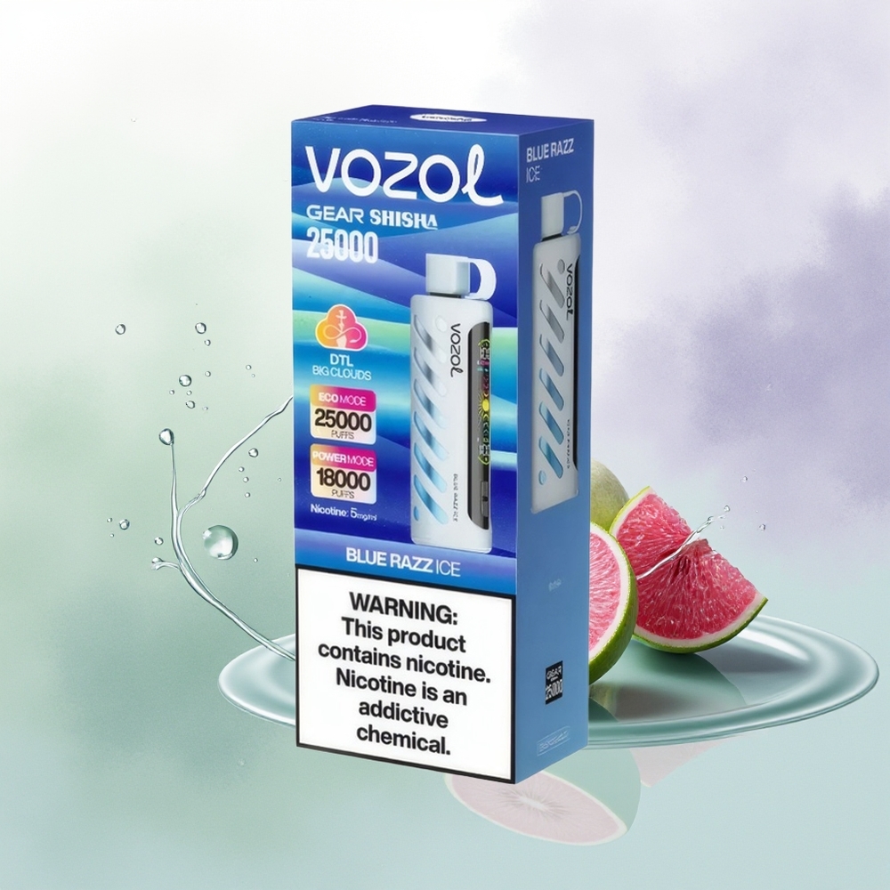 VOZOL Gear Shisha 25000 Puffu Zilā Aveņu Ledus SiLC Tech 1000mAh