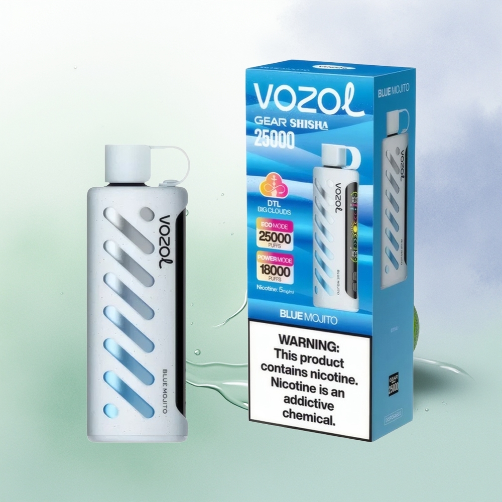 VOZOL Gear Shisha 25000 Puffu Zilā Mojito SiLC Tech un Dual Mesh