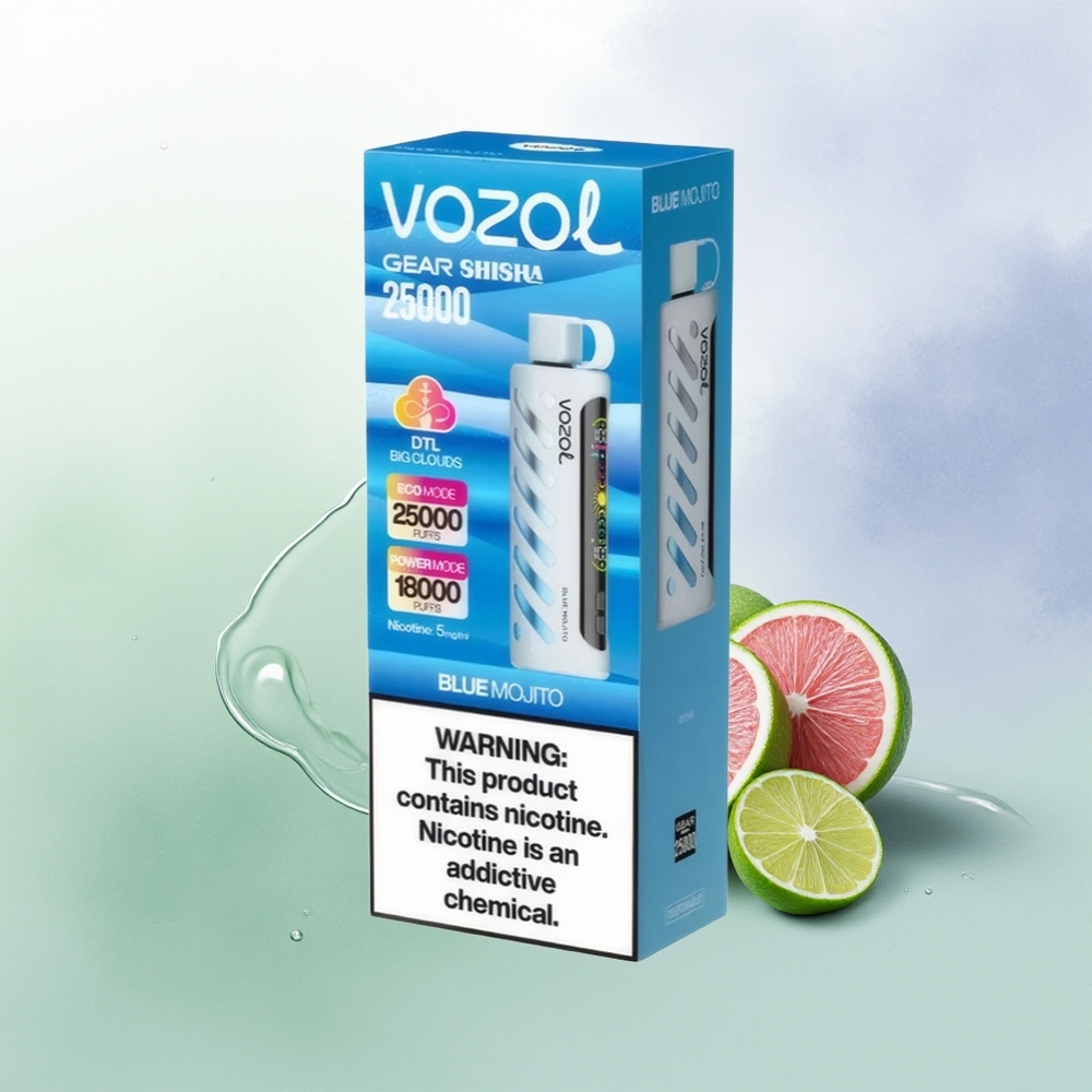 VOZOL Gear Shisha 25000 Puffu Zilā Mojito SiLC Tech un Dual Mesh