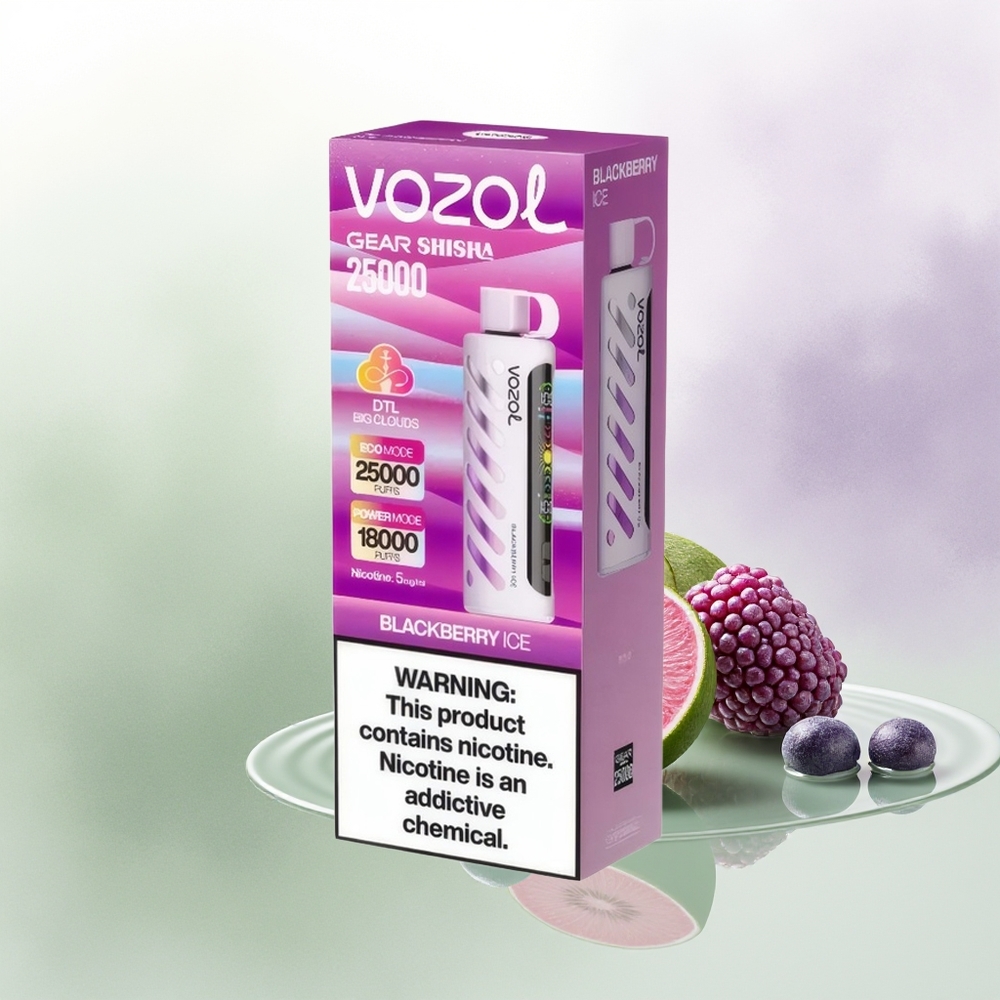 VOZOL Gear Shisha 25000 Pūšas Melnā Oga Ledus SiLC Tech Dual Modes