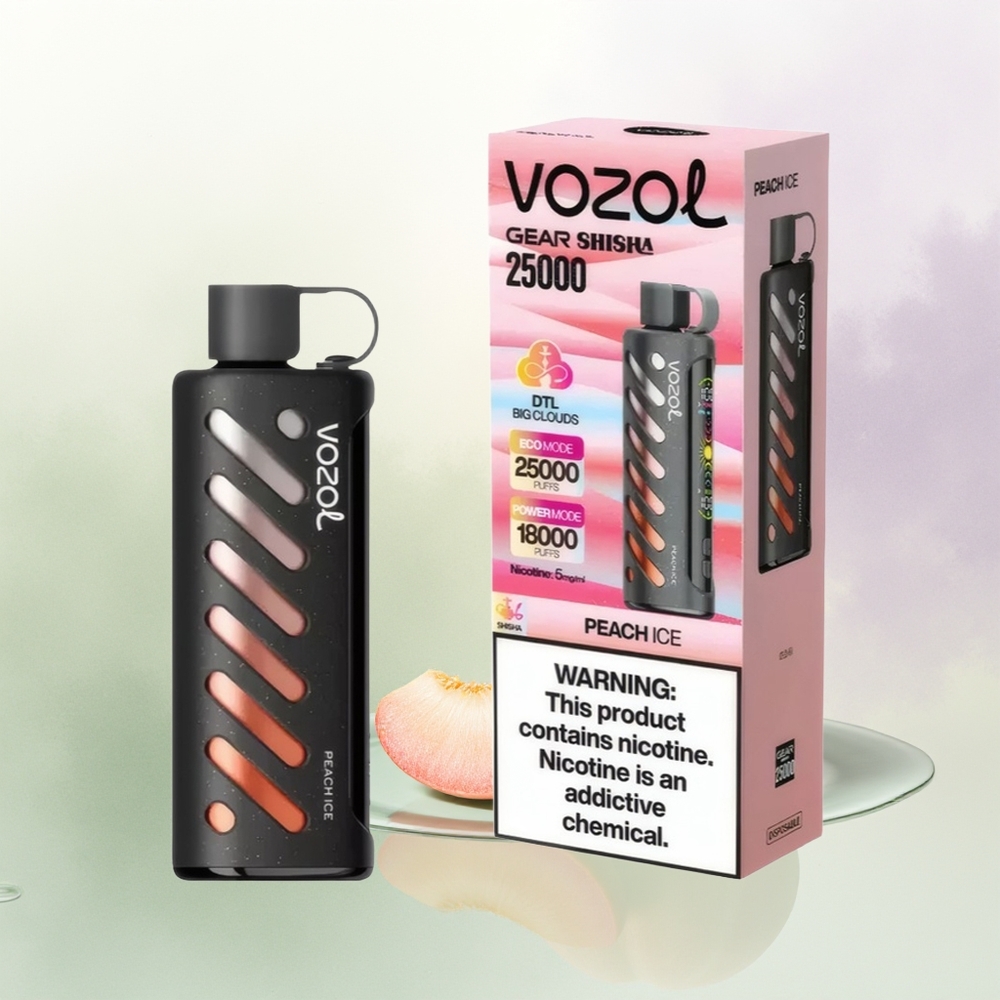 VOZOL Gear Shisha 25000 Pūšu Persiku Ledus ar 5mg/ml Nikotīna un 1000mAh Akumulatoru