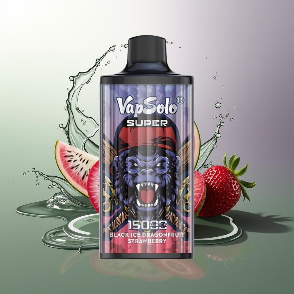 VapSolo Super 15000 Pūšu Melnā Ledus Drakonaugu Zemene Vienreizējās Lietošanas Vape 40ml 850mAh