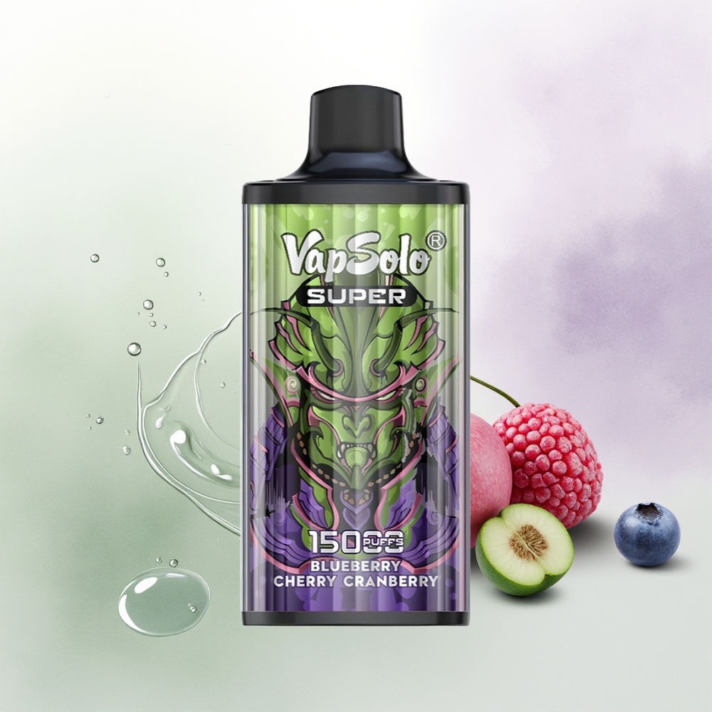 VapSolo Super 15000 Pūšu Zemenes Ķiršu Vienreizējās Lietošanas Vape 40ml 850mah