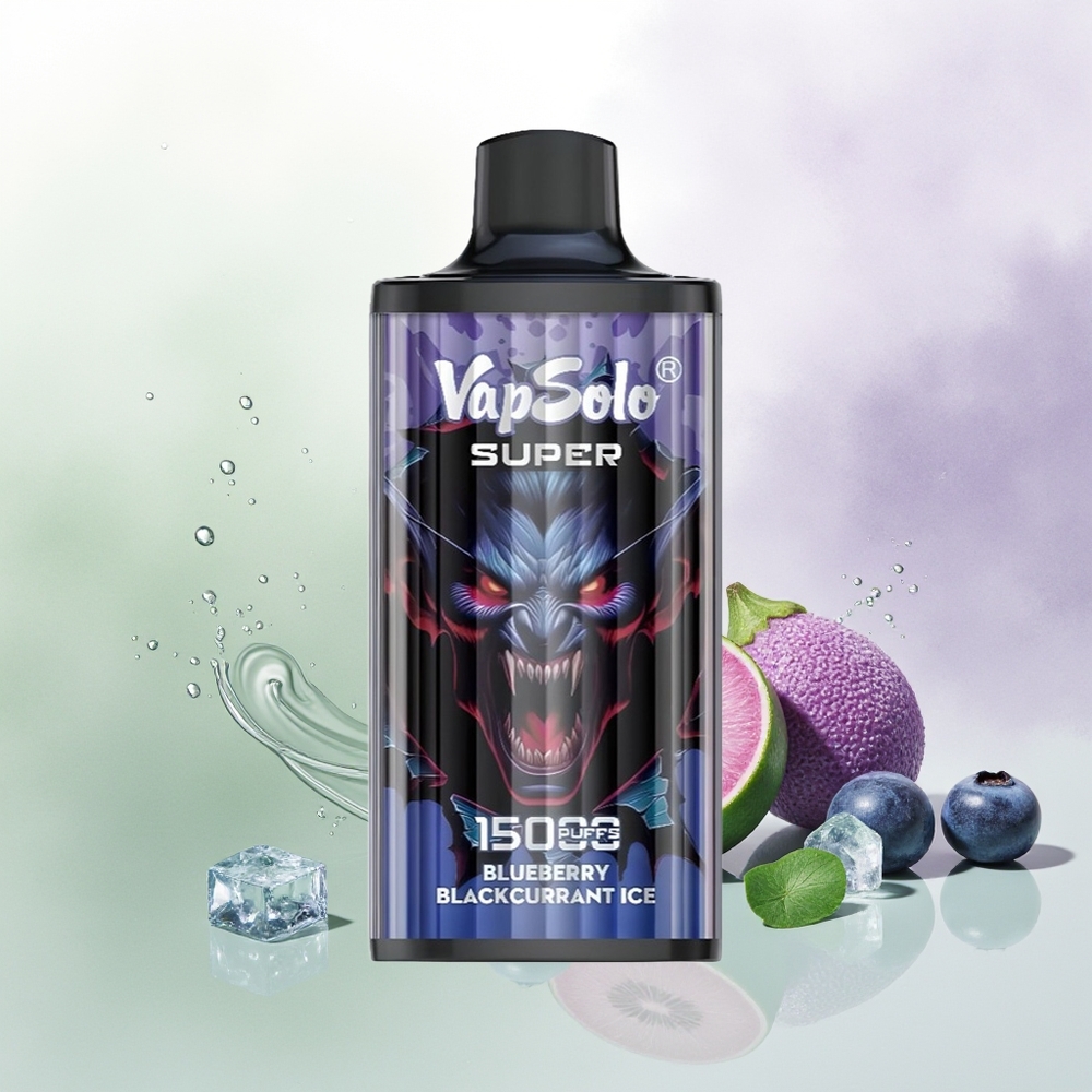 VapSolo Super 15000 Pūšu Zilā Oga Melna Upene Ledus 40ml 850mAh