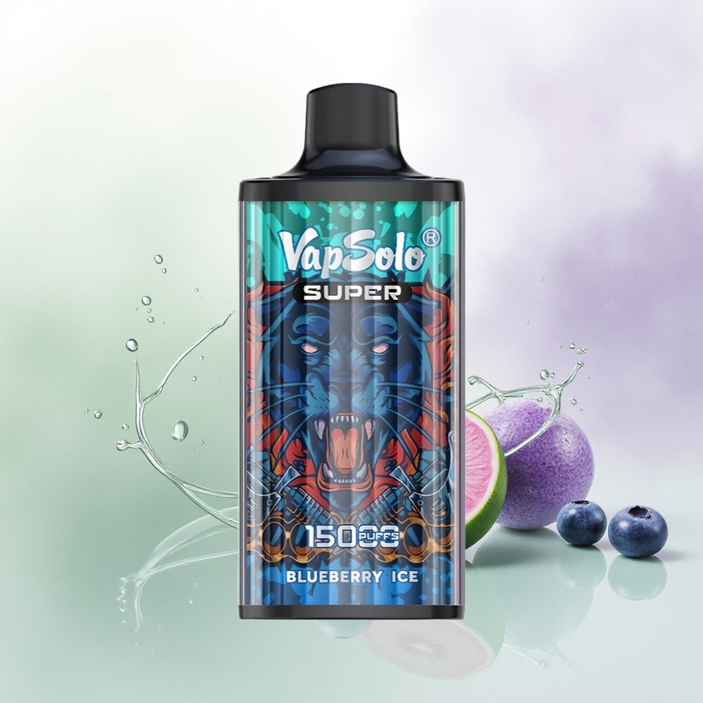 VapSolo Super 15000 Pūšu Zilāvenes Ledus Vienreizējās Lietošanas Vape ar 40ml E-Liquid un 850mAh Battery