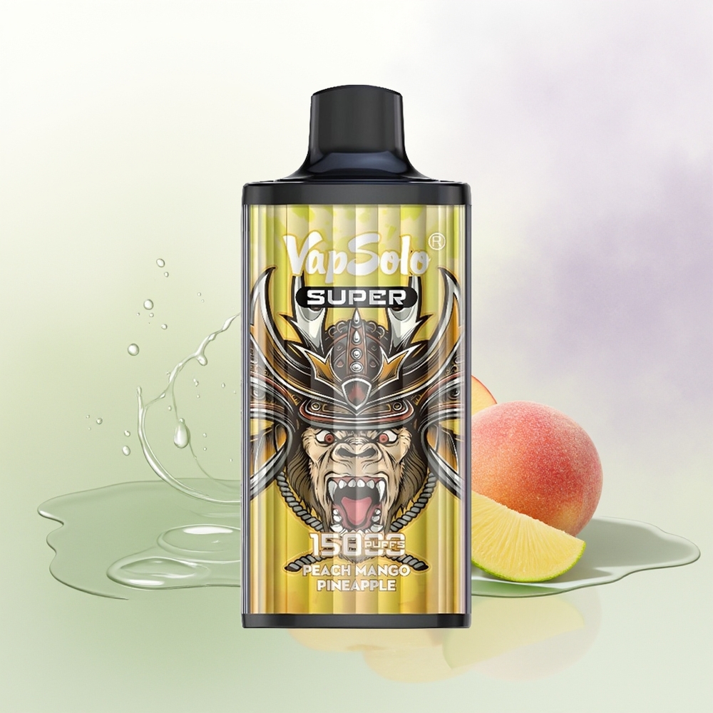 VapSolo Super 15000 Pūšķi Persiku Mango Ananāsu Vienreizējās Lietošanas Vape 850mah Type-C
