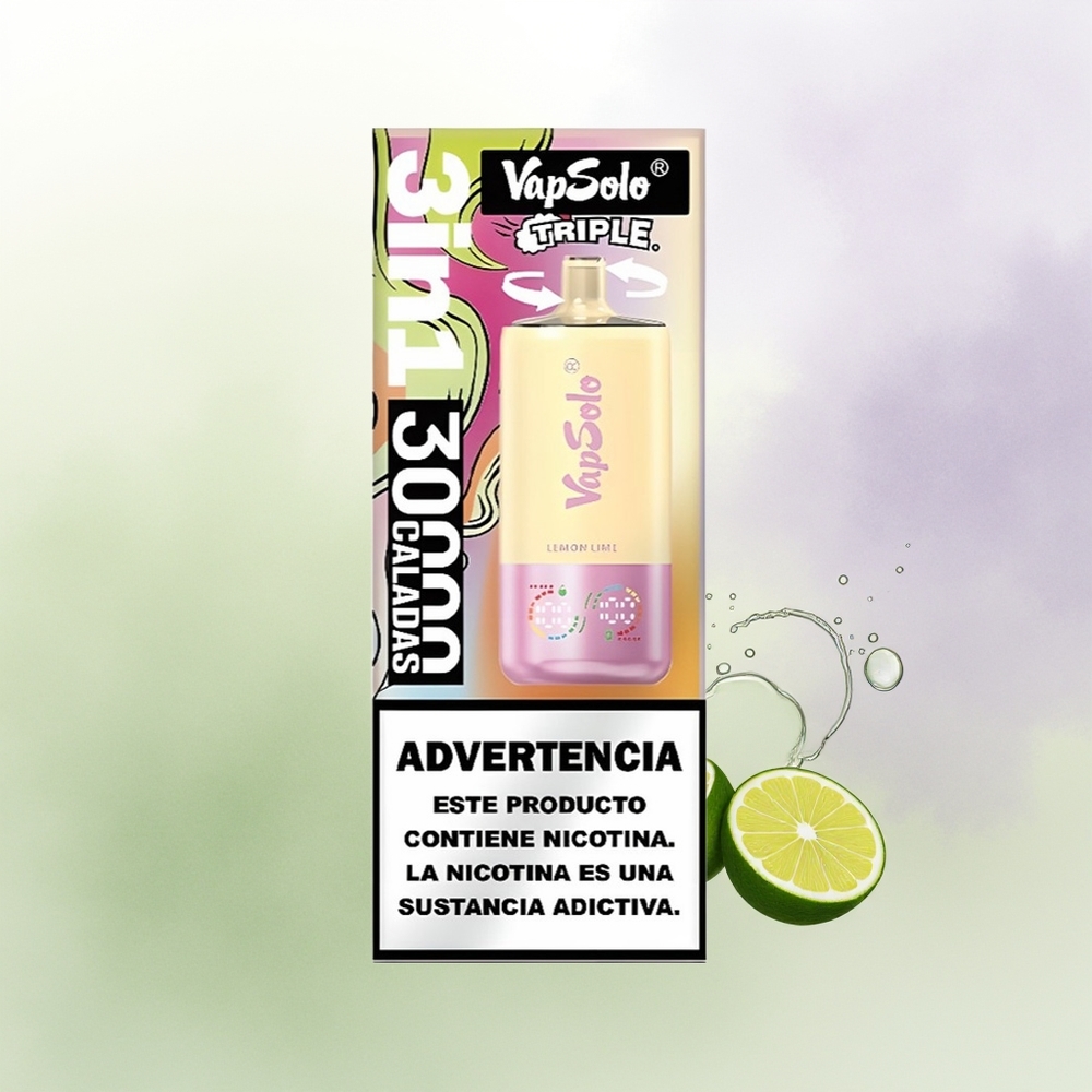 VapSolo Triple 30000 Pūšu Citrons Zaļā Lima Vienreizējās Lietošanas Vape