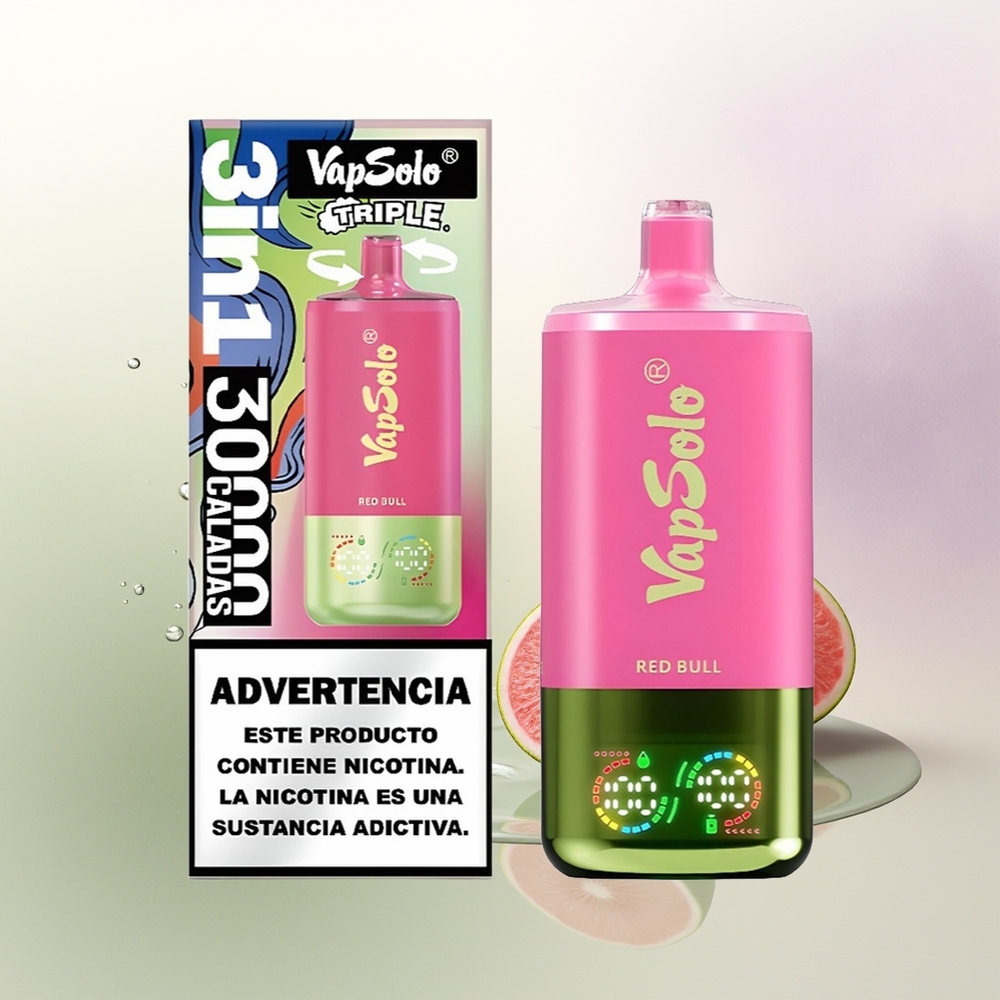 VapSolo Triple 30000 Pūšu Vienreizējās Lietošanas Vape Sarkanais Vērsis