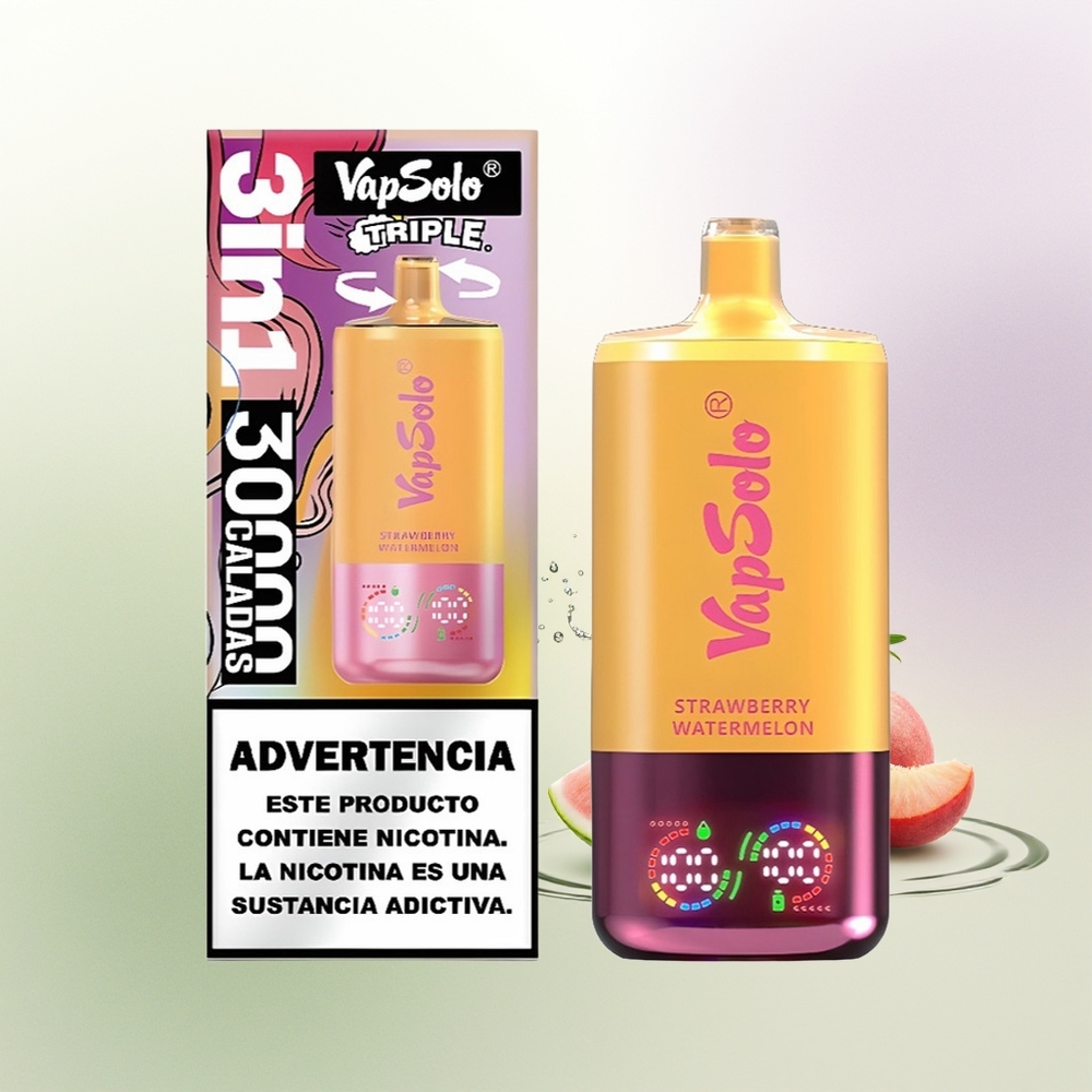 VapSolo Triple 30000 Pūšu Zemeņu Arbūzu  Citronu Persiku Vienreizējās Lietošanas Vape