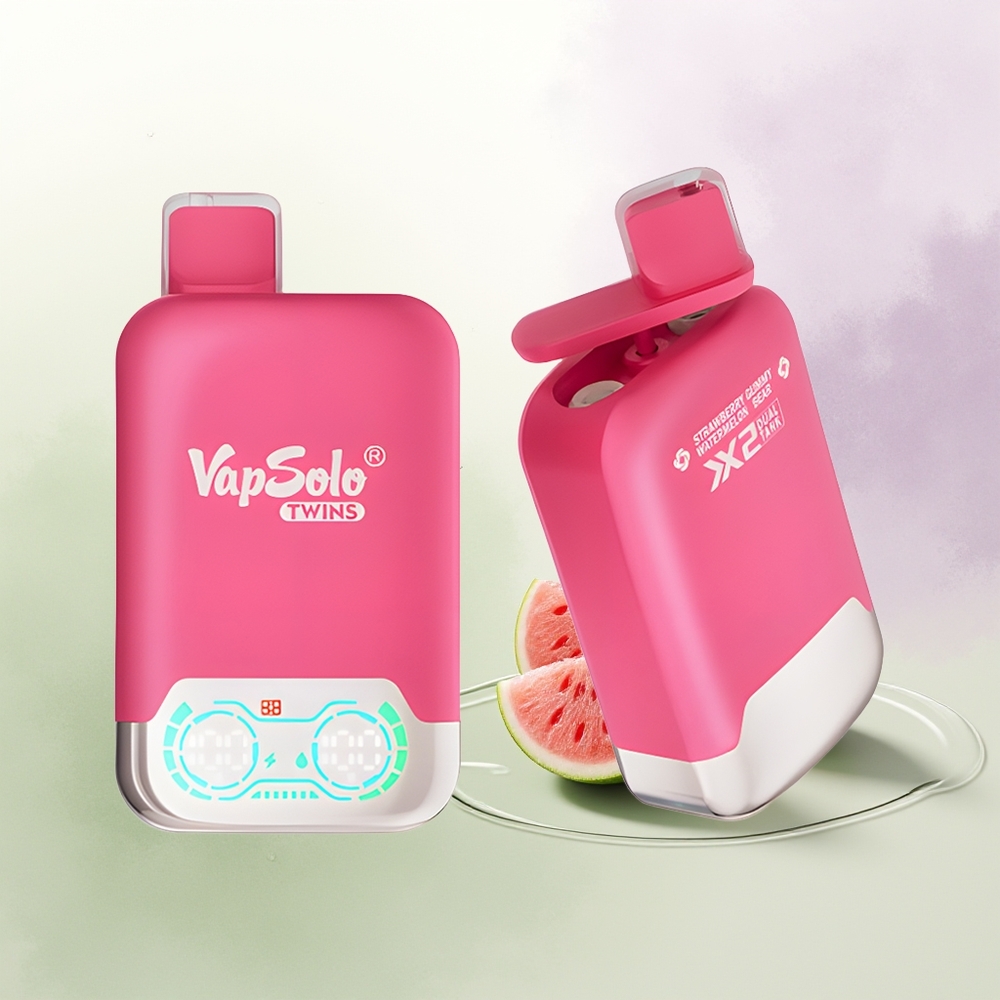 VapSolo Twins 20000 Puffs 40ml Zemeņu Arbūzs  Gumijlāču Vienreizējās Lietošanas Vape