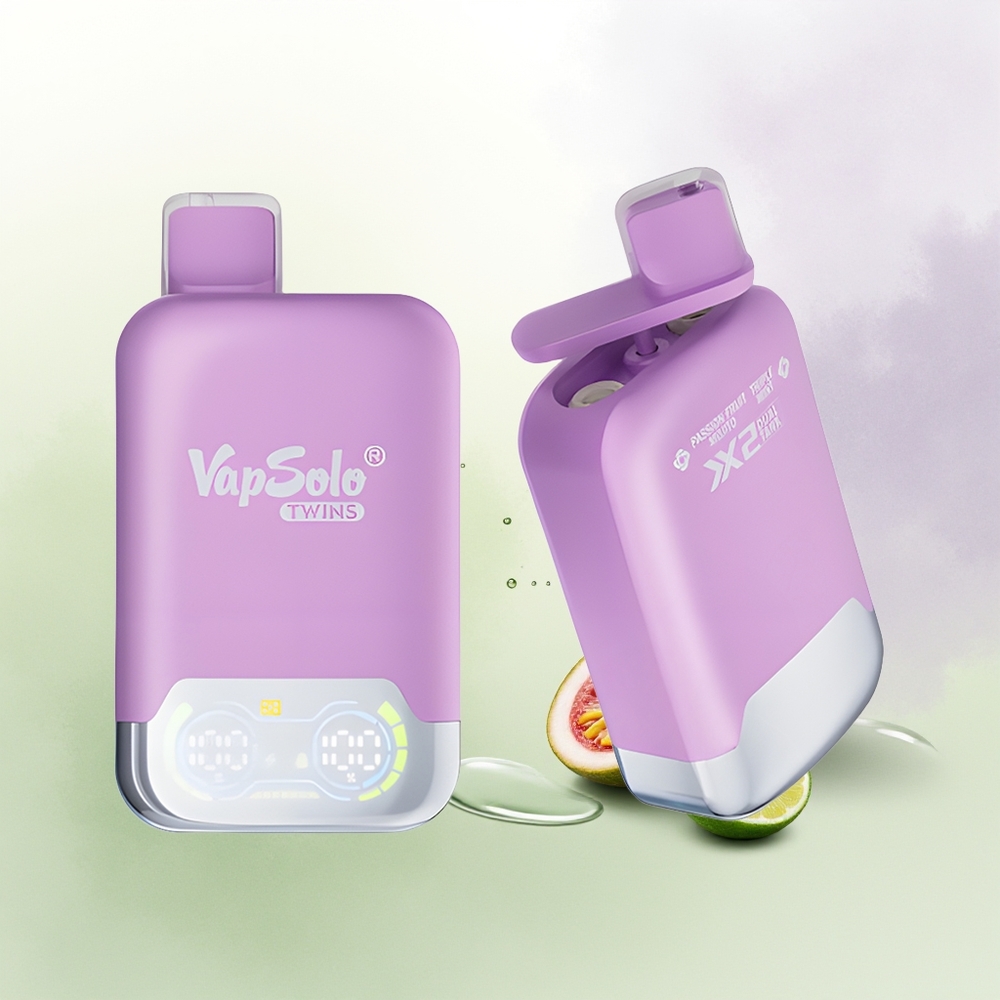 VapSolo Twins 20000 Puffs Vienreizējās Lietošanas Vape Marakuļu Mojito  Trīskāršā Mētra ar 40 ml E-Liquid un Type-C Uzlāde