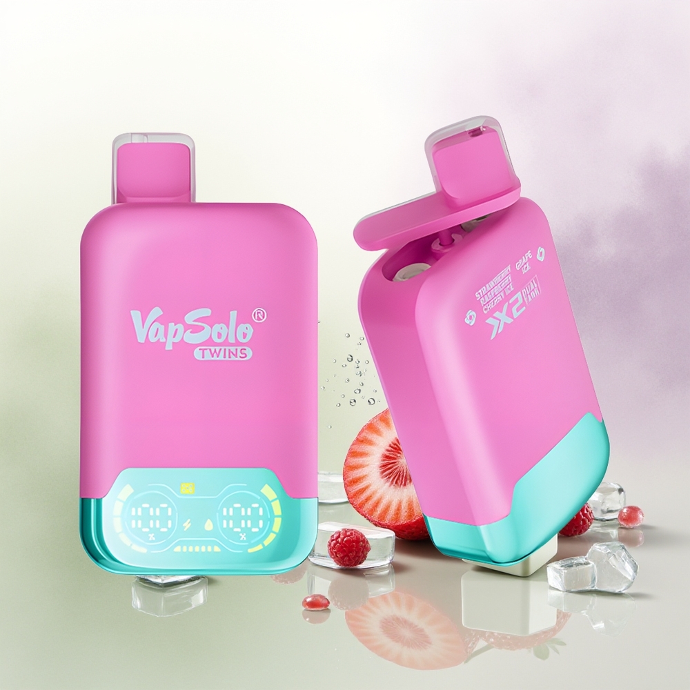 VapSolo Twins 20000 Puffs Zemeņu Aveņu Saldējums  Vīnogu Saldējums 40ml Type-C