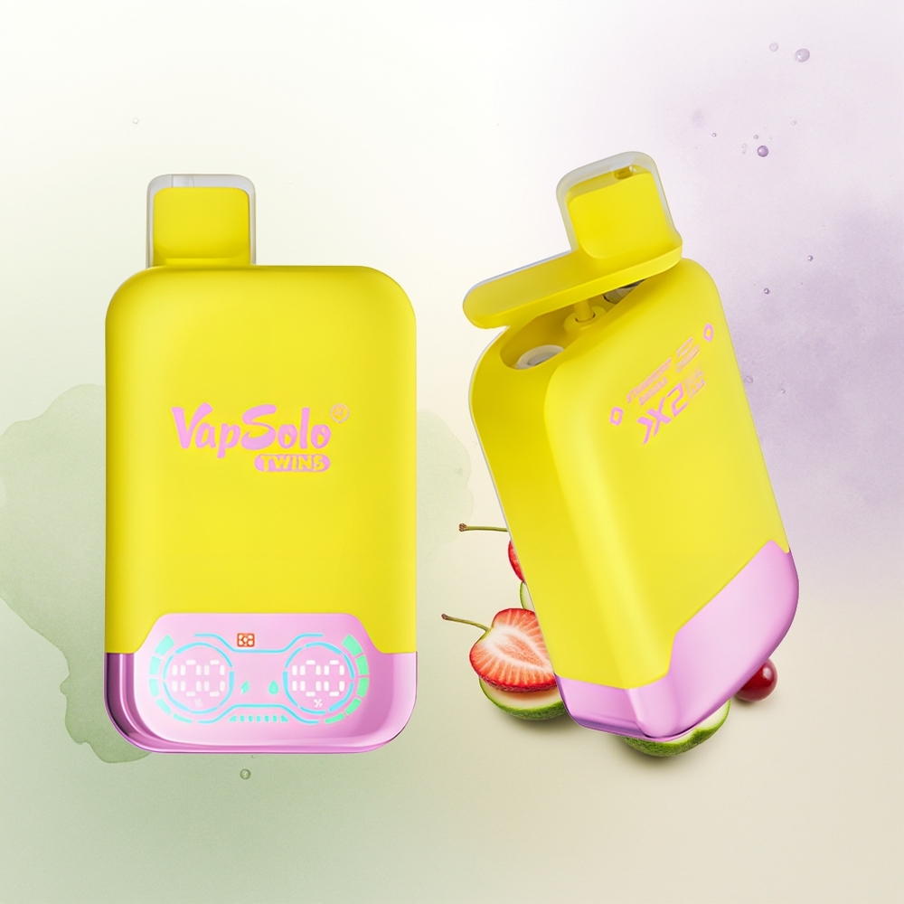 VapSolo Twins 20000 Puffs Zemeņu Banāns  Fizzējošā Ķirše Vienreizējās Lietošanas Vape 40ml 2tvertnes