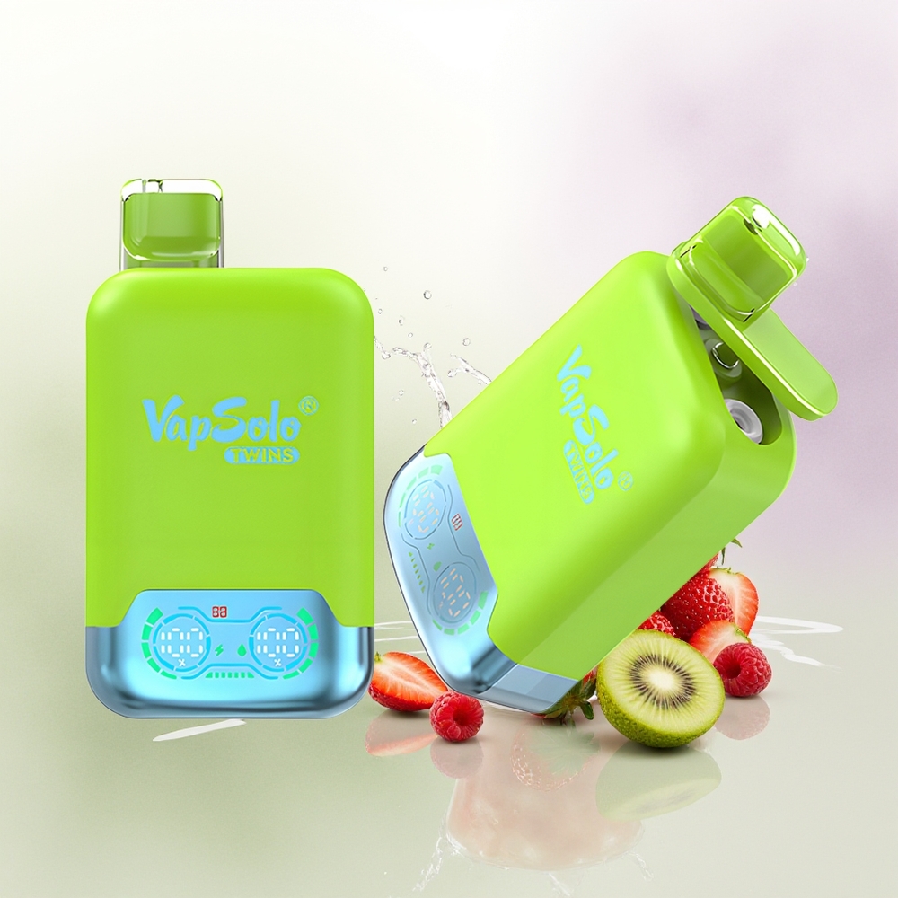 VapSolo Twins 20000 Puffs Zemeņu Kiwi  Zemeņu Aveņu Ķiršu Ledus 40ml 2 Tvertnes