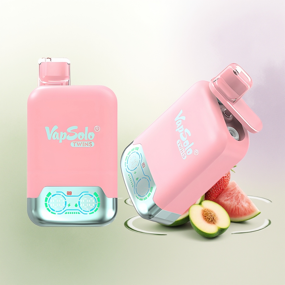 VapSolo Twins 20000 Puffs Zemeņu Ledus  Mango Persiku Arbūzs 40ml 2tvertnes