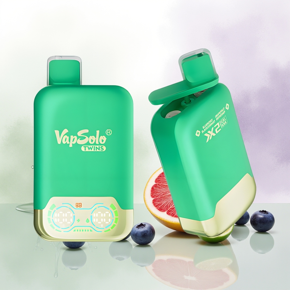 VapSolo Twins 20000 Puffs Zemeņu Melno Jāņogu  Greipfrūts Atspirdzinātājs 40ml Type-C