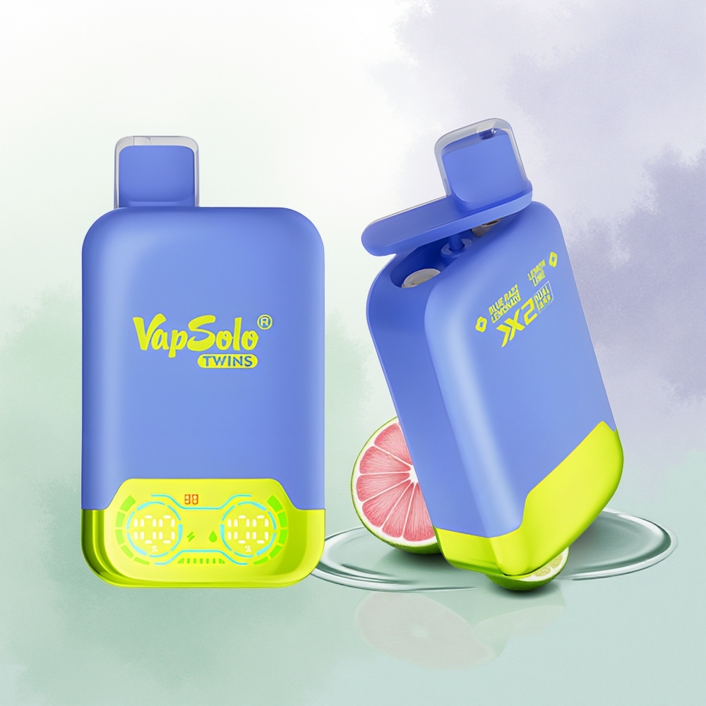 VapSolo Twins 20000 Puffs Zilā Aveņu Limonāde  Citronlaipa 40 ml 2 Tvertnes