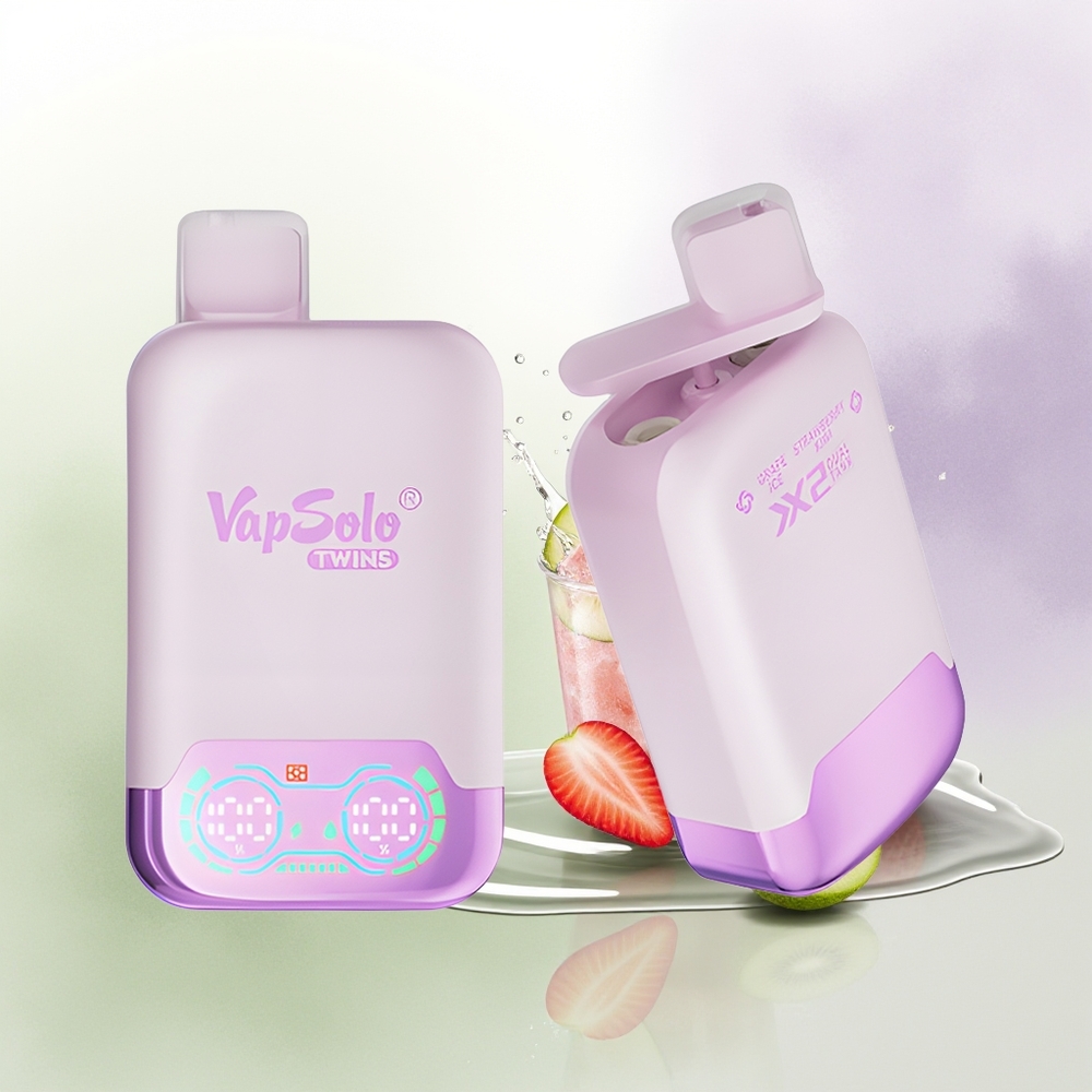 VapSolo Twins 20000 Pūšas Vienreizējās Lietošanas Vape Vīnogu Ledus  Zemeņu Kiwi 40ml Type-C