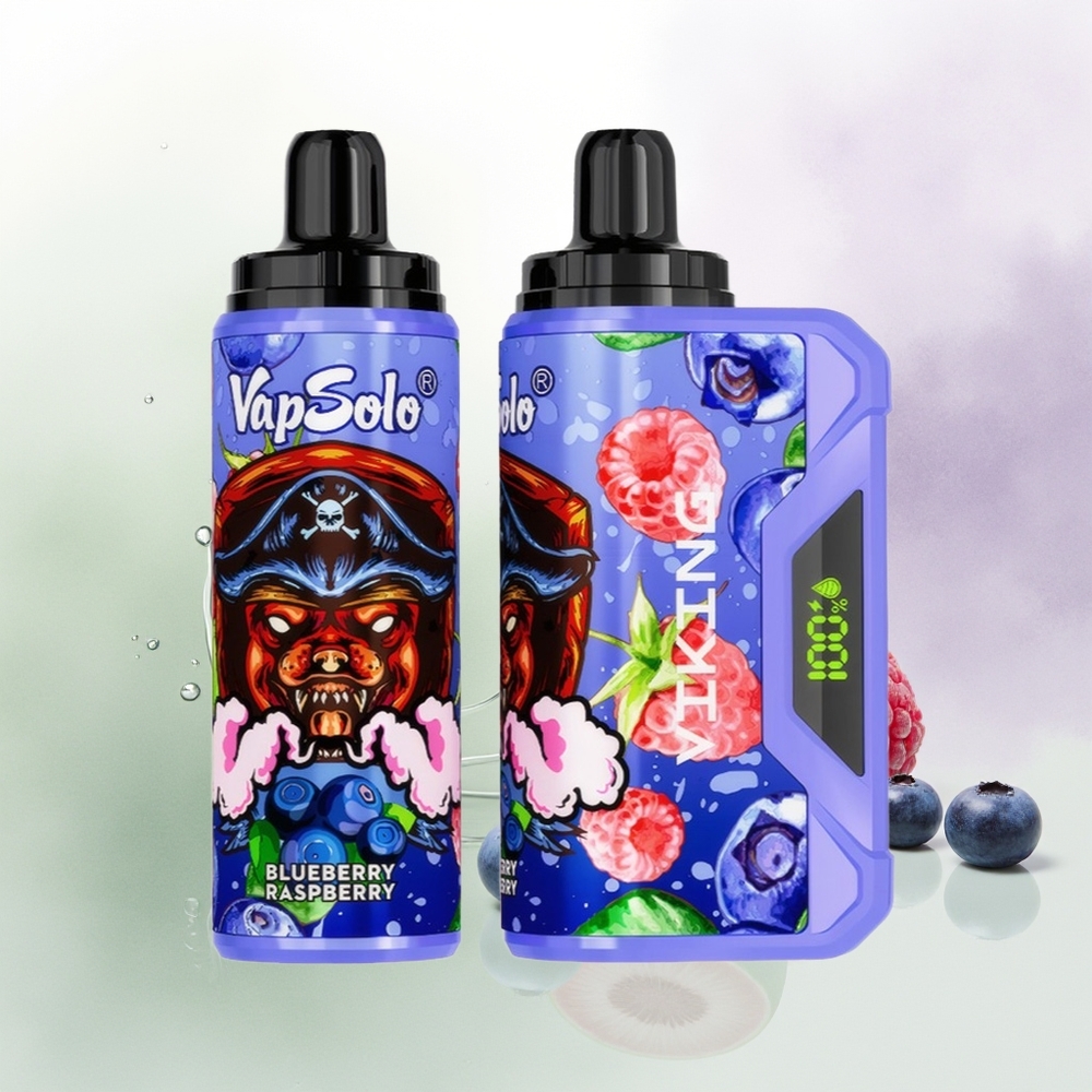 VapSolo VIKING 12000 Puffs Atbrīvojamais Veips Zemenes Aveņu 22ml Type-C