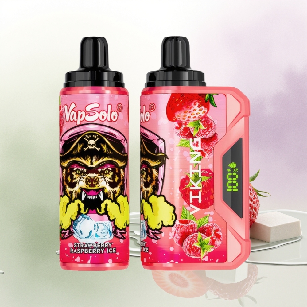 VapSolo VIKING 12000 Puffs Zemeņu Aveņu Ledus Vienreizējās Lietošanas Vape ar 22ml E-Liquid un Type-C Uzlādi