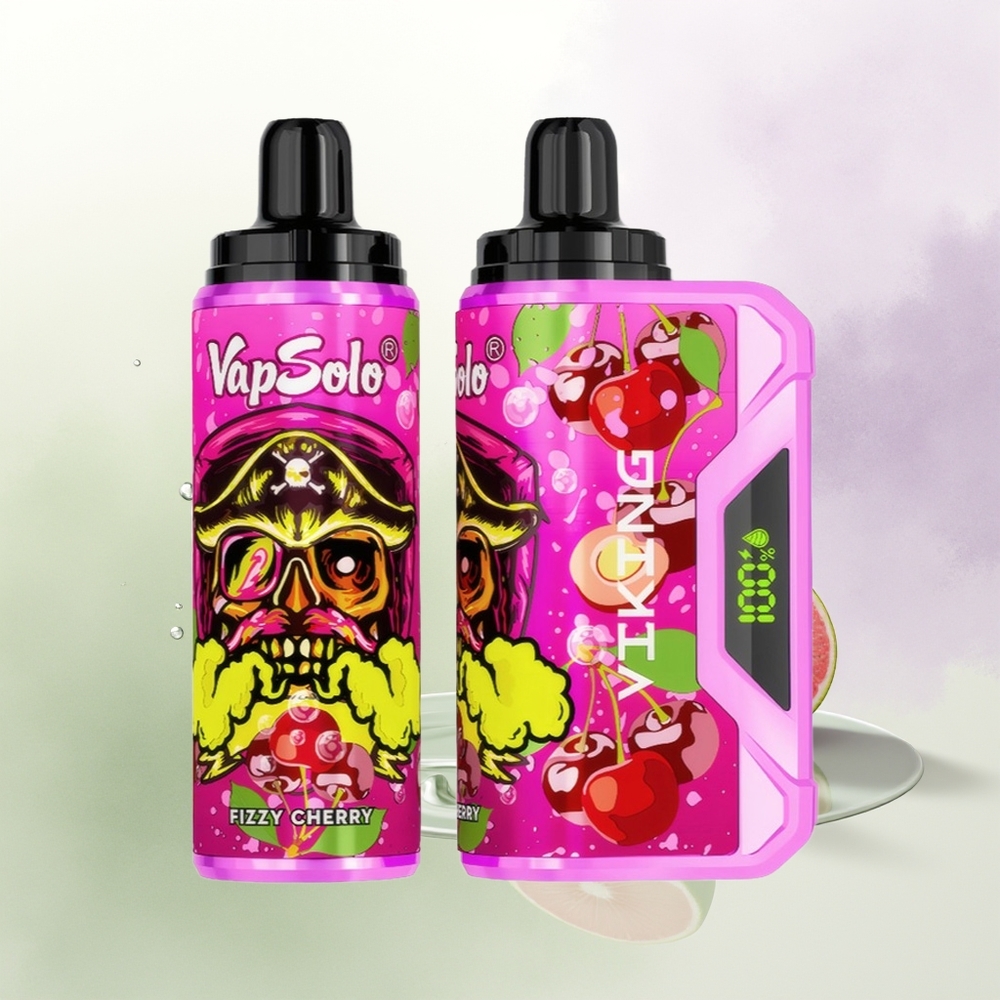 VapSolo VIKING 12000 Pūšu Izmēģinājuma Garša Šampanietis Ķirsis + 22ml  Type-C